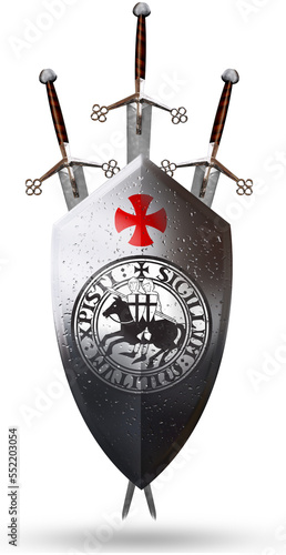 Φωτογραφία shield of three swords of the knights templar, crusaders