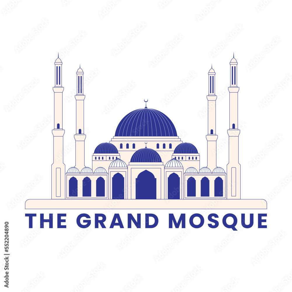 The grand mosque flat logo illustration template design