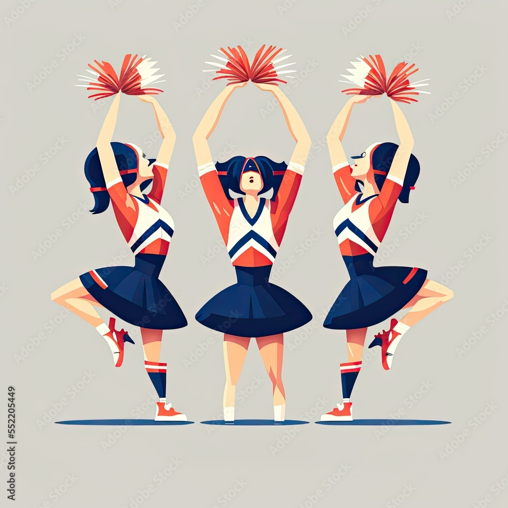 Cheerleader Girls, Cheerleading teams, Cheerleader girls with pompoms