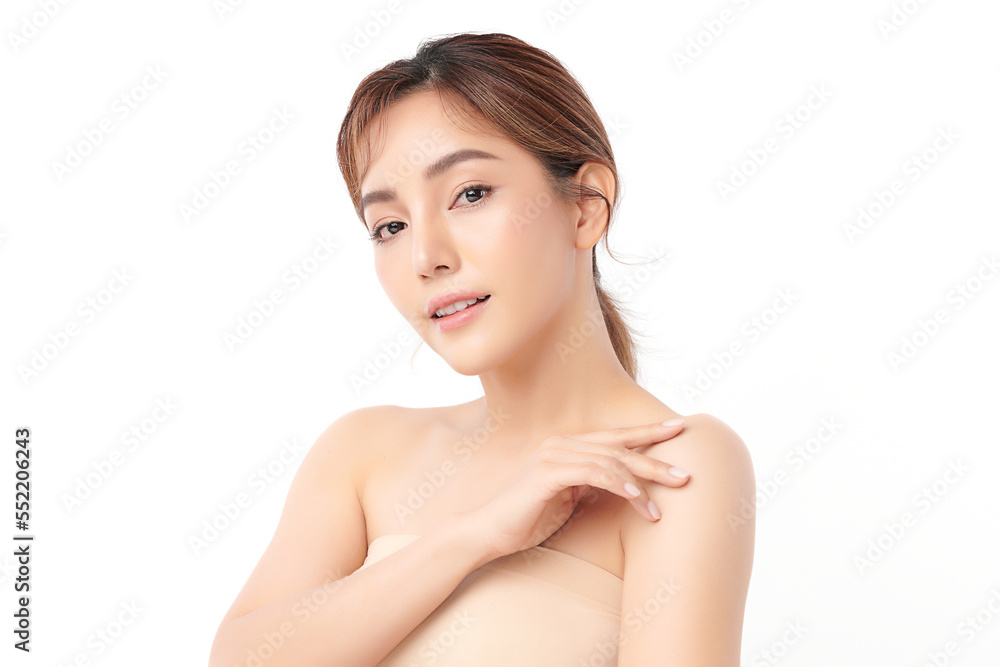 Beautiful young asian woman with clean fresh skin on white background, Face care, Facial treatment, Cosmetology, beauty and spa, Asian women portrait. Beautiful young asian woman with clean fresh skin on white background, Face care, Facial treatment, Cosmetology, beauty and spa, Asian women portrait.
