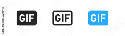 GIF animation play button animation outline icon. Social media, button for ui.  File format symbol. Simple flat design.