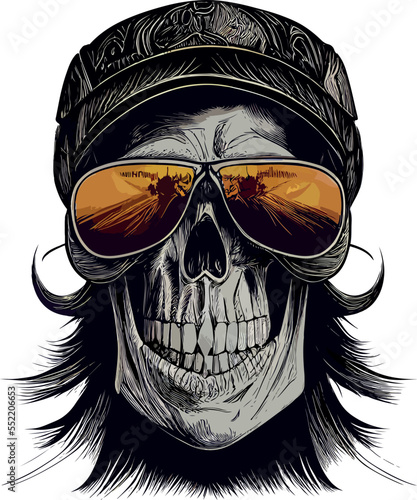 Biker skull with sun glasses photo