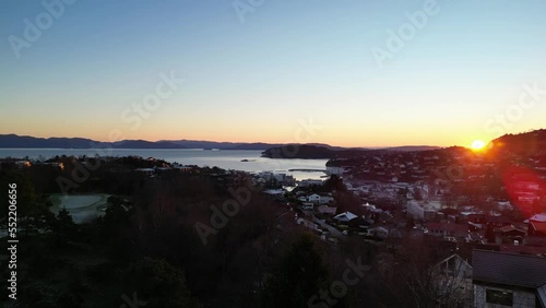 Wallpaper Mural Sunset over the harbor town of Osøyro, Norway Torontodigital.ca