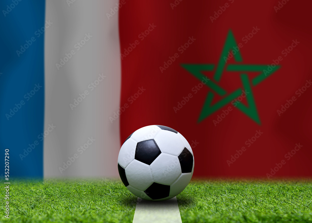 Naklejka premium Football Cup competition between the national France and national Morocco.