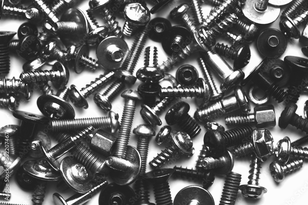 close up assortment many different bolts and screws. close up assortment many different bolts and screws.
