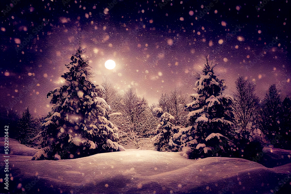 Vertical shot of snowy dark scary forest in winter Generative AI Vertical shot of snowy dark scary forest in winter Generative AI