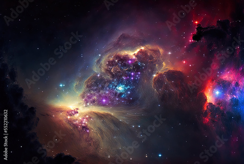 colorful star field and nebula in the night sky. Generative AI
