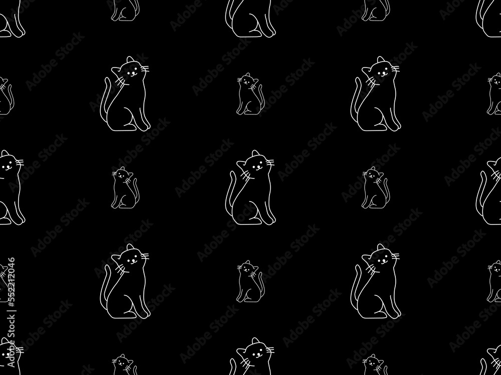 cat cartoon character seamless pattern on black background cat cartoon character seamless pattern on black background