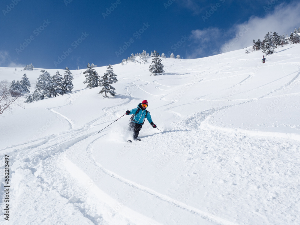 山スキー　新雪滑降