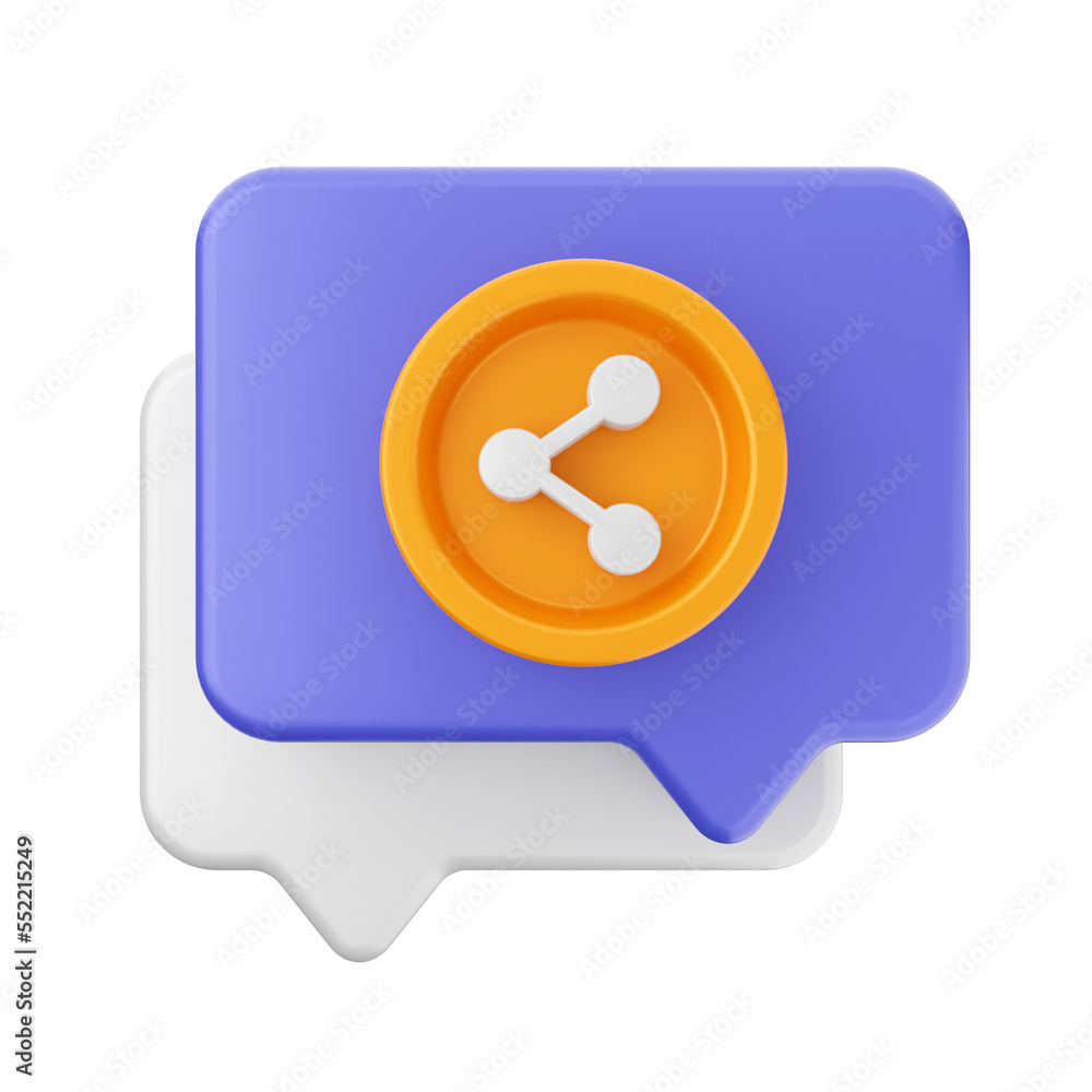 chat share bubble mail message 3d render icon chat share bubble mail message 3d render icon