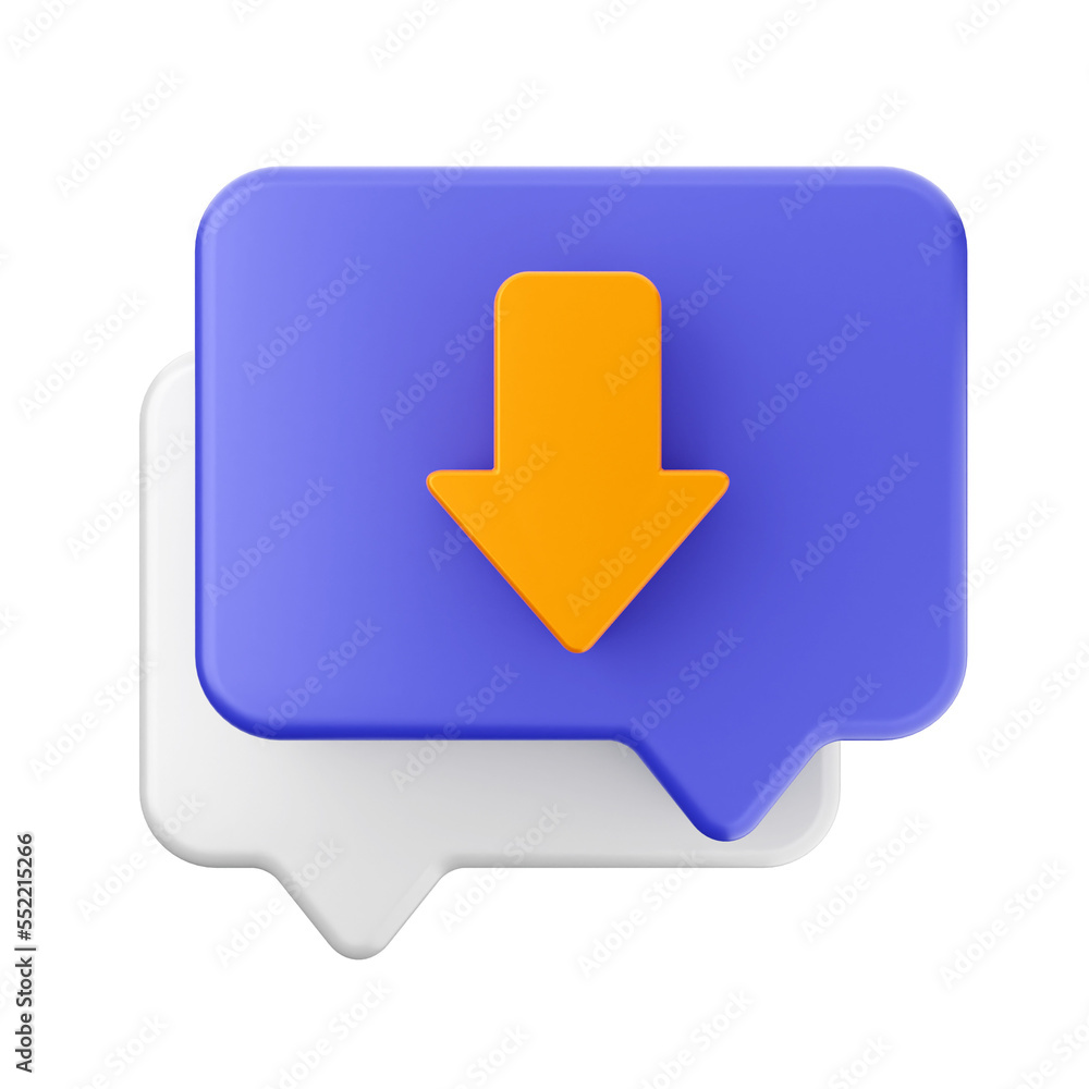 chat download bubble mail message 3d render icon chat download bubble mail message 3d render icon