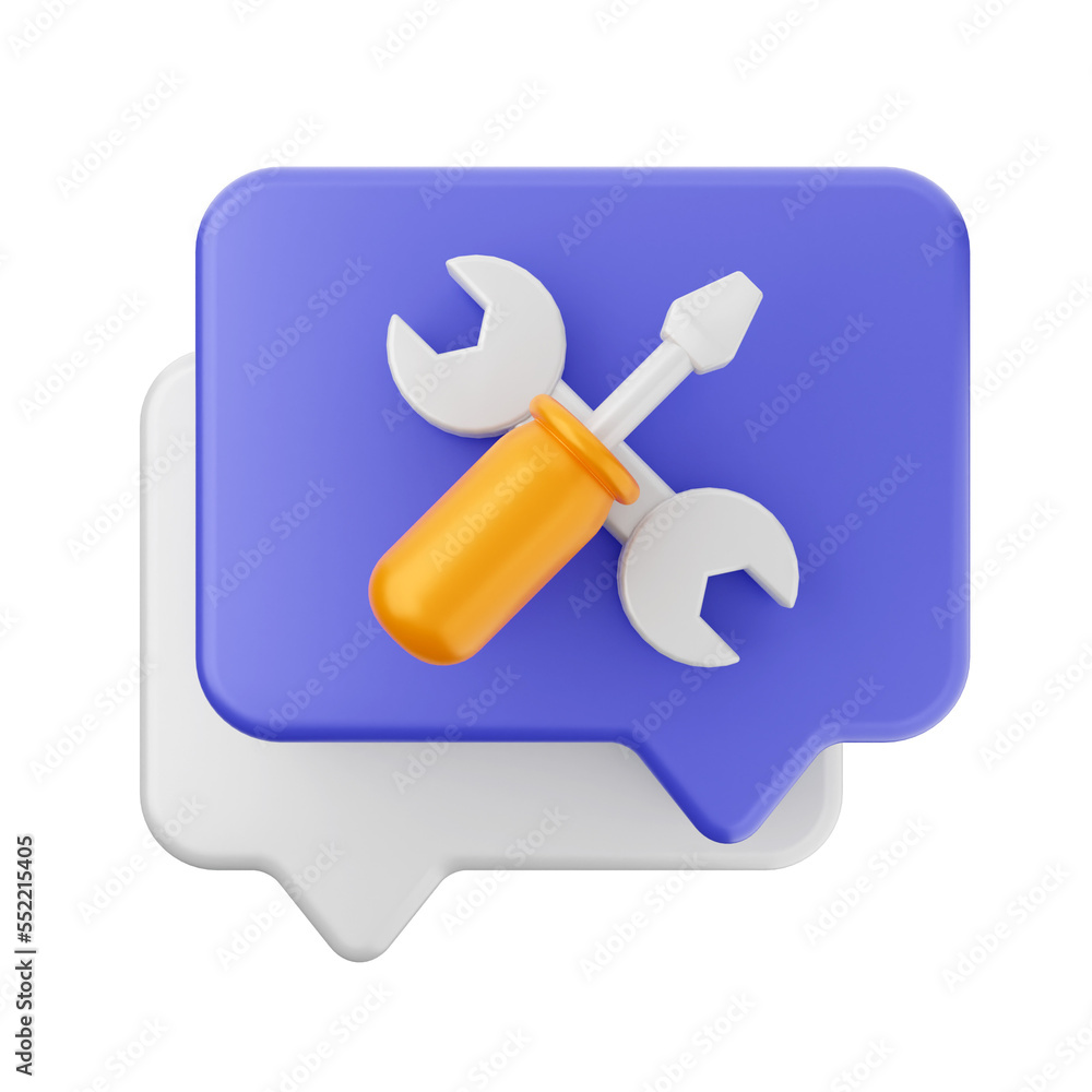 chat repair mail message 3d render icon chat repair mail message 3d render icon