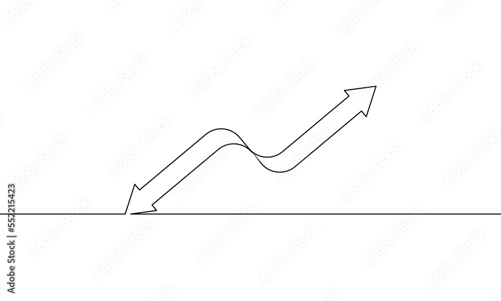 Continuous line drawing of arrow icon business. pointing up and down ...