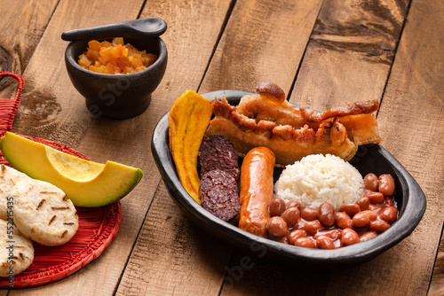 Bandeja paisa, main traditional Colombian dish photo