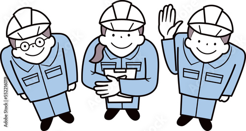 建築現場で働くアジア人作業員のイラスト素材