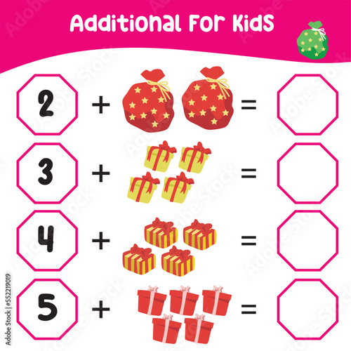 Count and match activity for children. Educational printable math worksheet. This worksheet is suitable for educating the early age children on how to count well. Vector file.