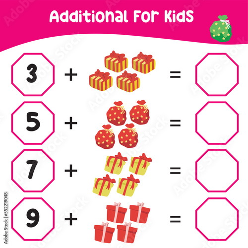 Count and match activity for children. Educational printable math worksheet. This worksheet is suitable for educating the early age children on how to count well. Vector file.