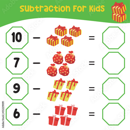 Count and match activity for children. Educational printable math worksheet. This worksheet is suitable for educating the early age children on how to count well. Vector file.