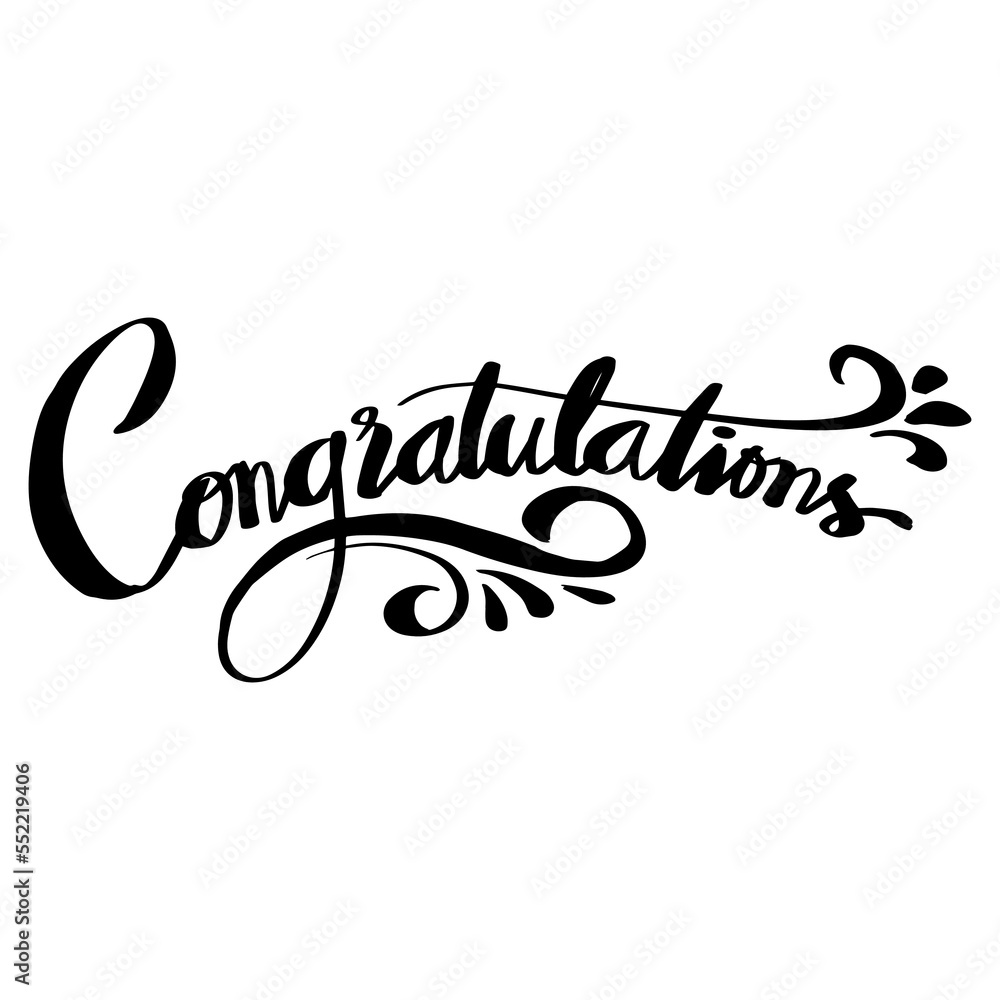 Congratulations word hand lettering calligraphy.
