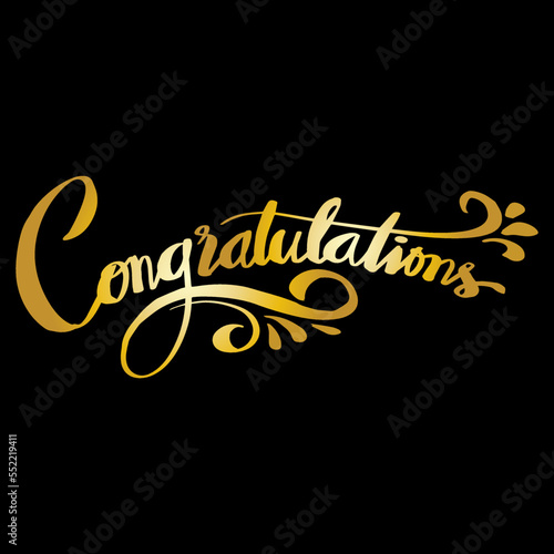 Congratulations  card hand lettering gold calligraphy.