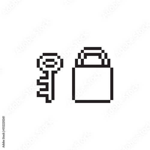 Padlock and key, pixel art object
