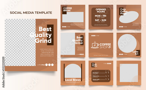 social media template banner blog coffee sale promotion. fully editable instagram and facebook square post frame puzzle organic sale poster. drink and beverage vector background