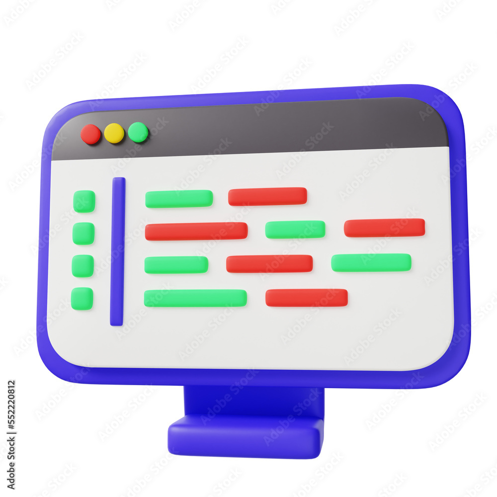 Professional Programmer Workspace 3d Illustration