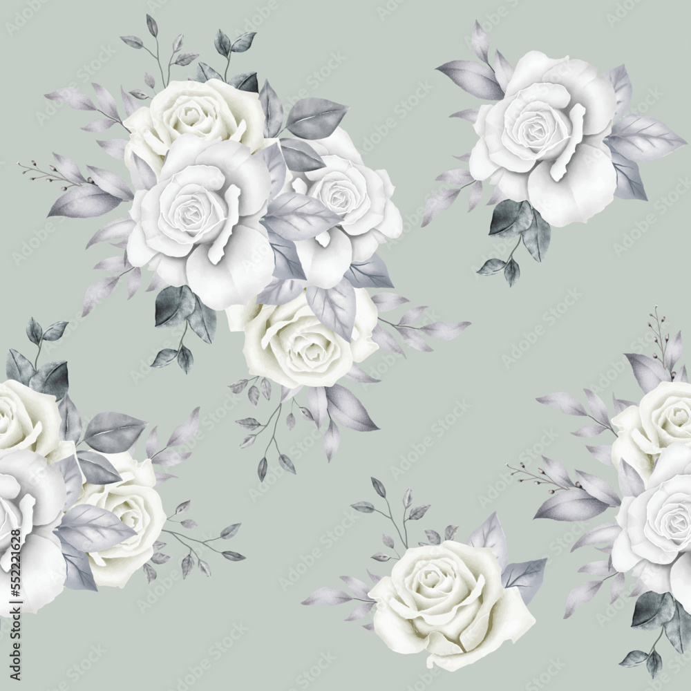 Fototapeta premium Seamless Patern Floral Roses Watercolor