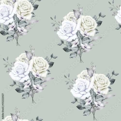 Seamless Patern Floral Roses Watercolor