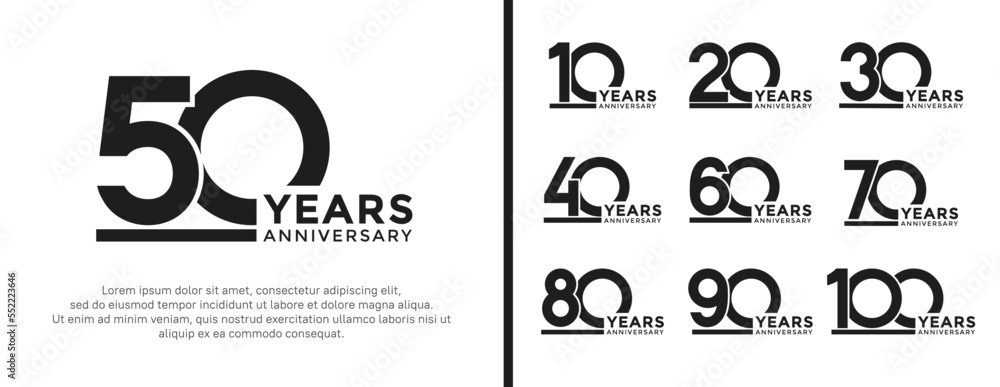 set of anniversary logo style flat black color on white background for ...