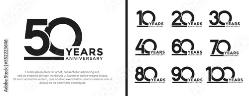 set of anniversary logo style flat black color on white background for celebration