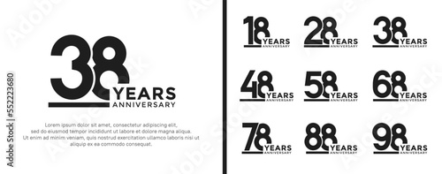 set of anniversary logo style flat black color on white background for celebration