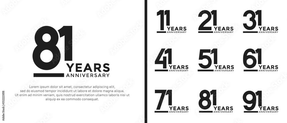 set of anniversary logo style flat black color on white background for ...