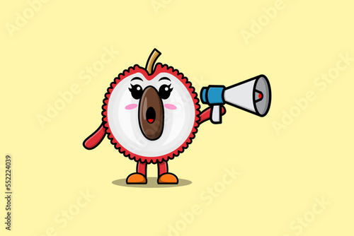 Lychee, cartoon, illustration, character, vegetarian, organic, juice, cartoon Lychee, cartoon character, vegetables, exotic fruits, tropical fruit, fresh fruit, red fruits, berries, fruits, summer foo
