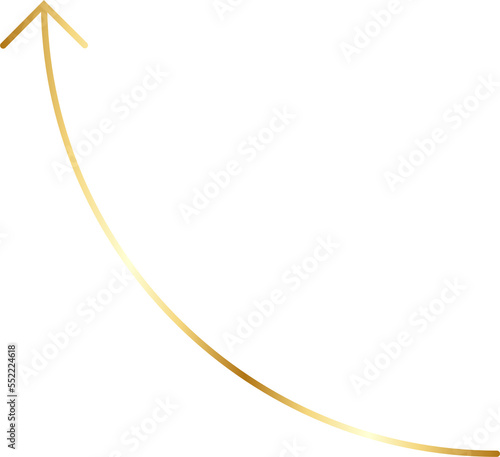 Thin Curved Gold Arrow Design Element