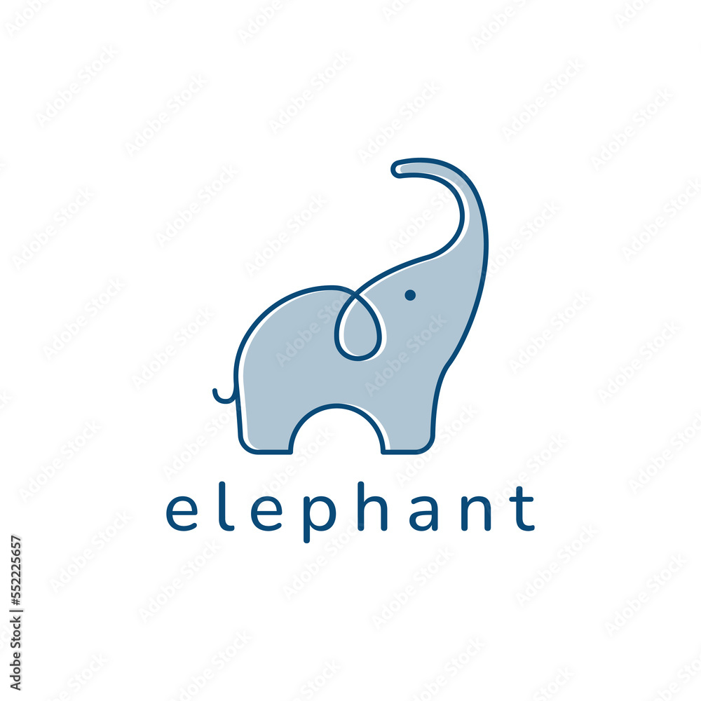 Elephant outline logo, simple vector illustration of the elephant. Wildlife or zoo.
