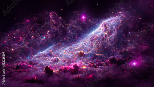 Purple Nebula in outer space background night sky