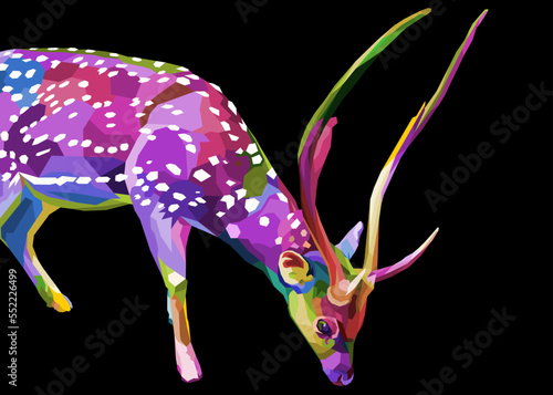 colorful deer on geometric pop art style. Polygonal Animals.