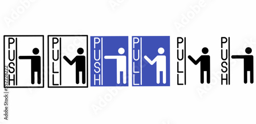 Push door sign and Pull door sign set isolated on white background