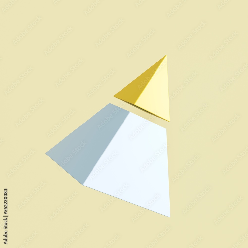 Color Pyramid shape geometry slice concept idea. 3D render. Geometry concept design. Color Pyramid shape geometry slice concept idea. 3D render. Geometry concept design.