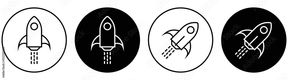 rocket icon set. inside circle style sign symbol for app and web, vector illustration rocket icon set. inside circle style sign symbol for app and web, vector illustration