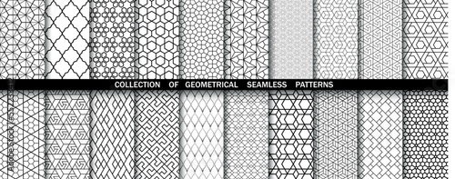 Geometric set of seamless black and white patterns. Simpless vector graphics