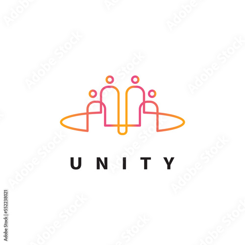 human unity, family together with line concept logo design 2