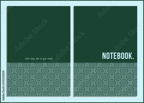 simple notebook cover design with small portion of random pattern