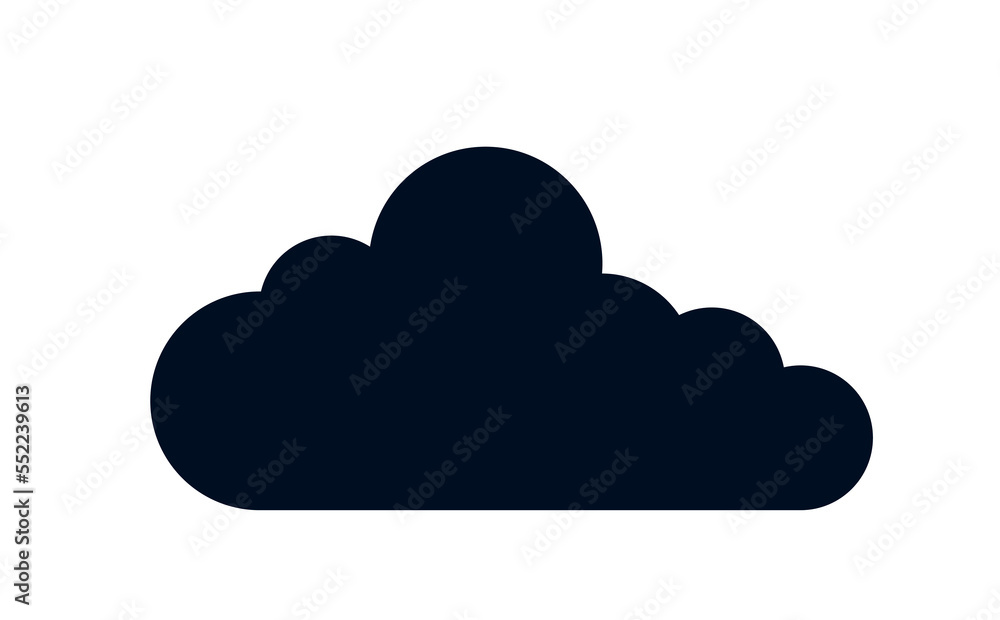 Black cloud icon. Design element for greeting and invitation postcards. Atmosphere, climate and tenderness. Poster or banner for website. Logo for organization. Cartoon flat vector illustration Black cloud icon. Design element for greeting and invitation postcards. Atmosphere, climate and tenderness. Poster or banner for website. Logo for organization. Cartoon flat vector illustration