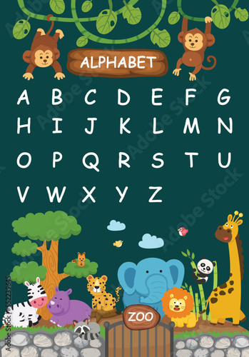 Illustration animal zoo alphabet letter a-z vector