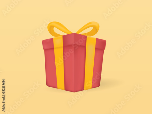 3D surprise red gift box, birthday celebration, special give away package, loyalty program reward