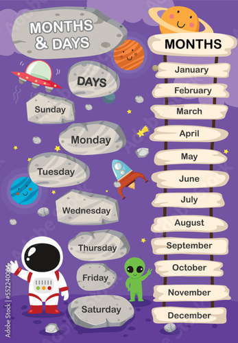 illustration of months and day vector