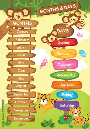illustration of months and day vector