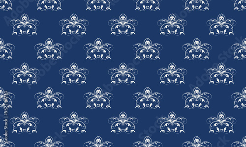 Damask Fleur de Lis seamless pattern vector background wallpaper Fleur de Lis pattern African Digital texture Design for print printable fabric saree border.